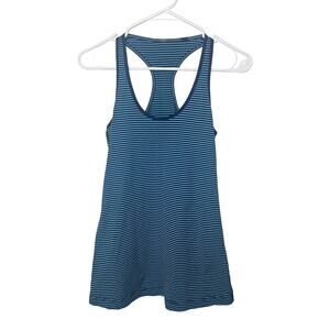 Lululemon Blue, Black Striped Razor Back Tank Top, Stretchy Workout top